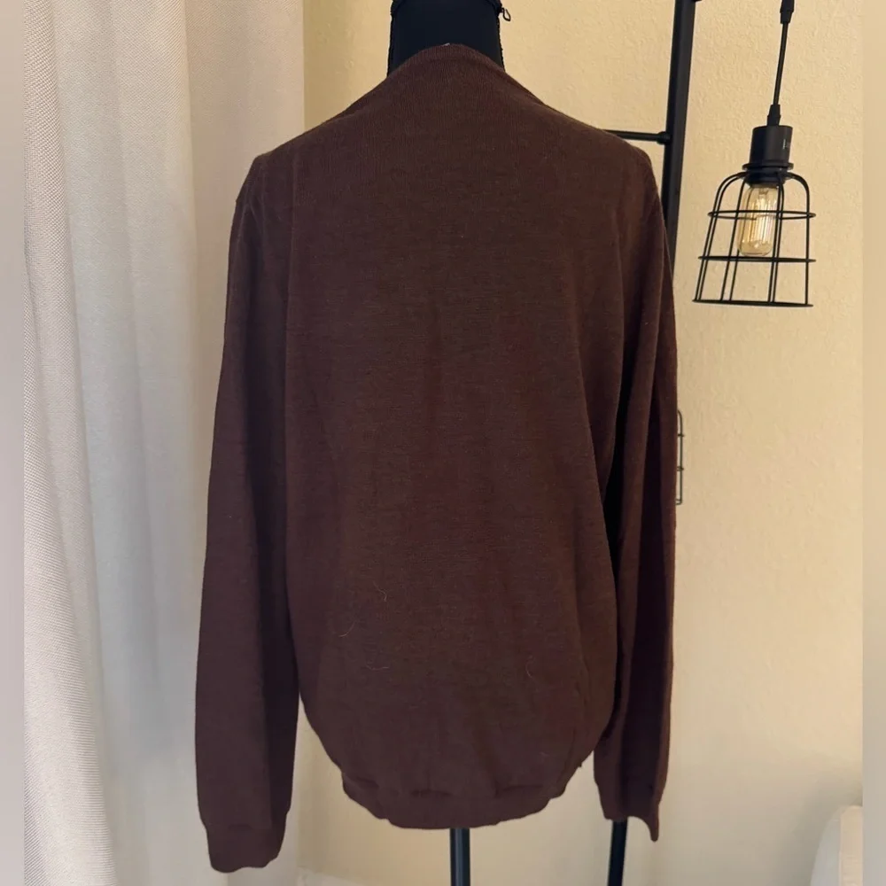 J.Crew Merino Wool V-Neck Sweater Mens Medium Brown Slim Fit Business Casual